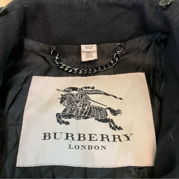 Burberry London Wool Cashmere Double Breasted Trench Coat Black Womens Size 2 - Picture 16 of 16